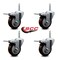 Service Caster 4 Inch Maroon Polyurethane Swivel 58 Inch Threaded Stem Caster Set with Total Lock Brake SCC-TSTTL20S414-PPUB-MRN-58212-4 - alternate 3